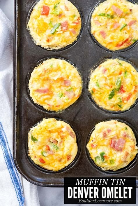 Mini Muffin Tin Recipes, Muffin Tin Breakfast, Omelette Muffins, Denver Omelet, Mini Omelets, Muffin Pan Recipes, Omelet Muffins, Omlet Recipes, Eggs In Muffin Tin