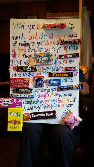 Retirement candy poem Easy Christmas Gifts To Make, Birthday Gifts For Boss, Candy Poster Board, Candy Bar Cards, Candy Poems, Retirement Candy, Boss Birthday Quotes, Candy Bar Poster, Boss Birthday Gift