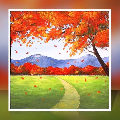 Autumn Tree Landscape Acrylic Painting | artist, art, work of art, art of painting | Autumn Tree Landscape Acrylic Painting #art #artist #artwork #acrylic #painting #eldrawingarts #acrylicpainting #autumnpainting | By El Drawing Arts | Facebook Fall Landscape Drawing, Cat Gouache, Adobe Illustrator Art, Landscape Acrylic Painting, Easy Landscape Paintings, Drawing Arts, Landscape Acrylic, Artwork Acrylic, Tree Landscape