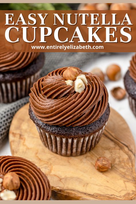 Nutella Cupcakes Easy, Nutella Filled Cupcakes, Nutella Cupcakes Recipe, Witchy Tea, Chocolate Cupcakes Filled, Nutella Frosting, Nutella Cupcakes, Nutella Buttercream, Cupcakes Filled