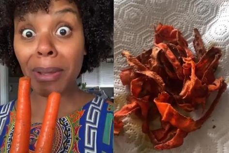 Vegan cook shares recipe for carrot bacon (TikTok) Carrot Bacon Recipe, Carrot Bacon, Tabitha Brown, Best Brownie Recipe, Brown Recipe, Breakfast Meat, How To Make Bacon, Raw Carrots, Bacon Recipe