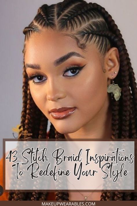 Stitch Braid Inspirations for a Unique Flair Stitch Braids Designs Hairstyles, Big Stitch Braids, Stitch Braids With Curly Hair, Long Stitch Braids, Cute Stitch Braids, Stitch Braids Hairstyles, Hair Ideas For Kids, Fishbone Braid, Stitch Braid