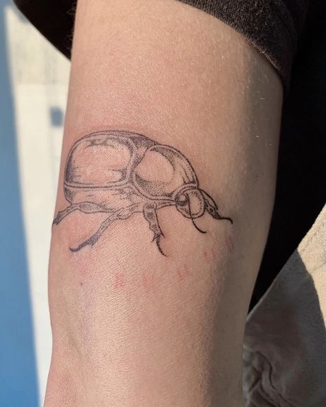 Hand poked tattoo of a June-bug on arm June Bug Tattoo Design, June Bug Tattoo, Ant Tattoo, Bug Tattoo, June Bug, Hand Poke, Tattoos Ideas, Tattoos And Piercings, Tatting