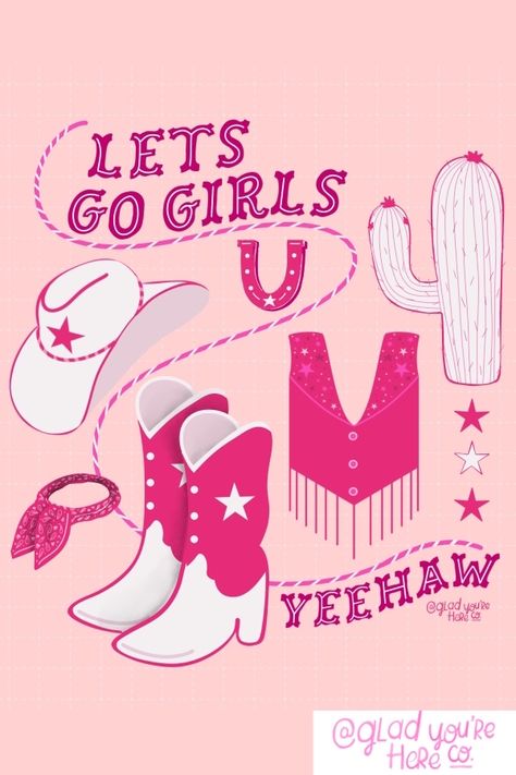 Cowgirl Barbie Outfit, Stickers Printable Cute, Barbie Outfits Ideas, Preppy Bathroom, Cowgirl Barbie, Cowgirl Clipart, Barbie Bachelorette, Country Wallpaper, Cowgirl Poster