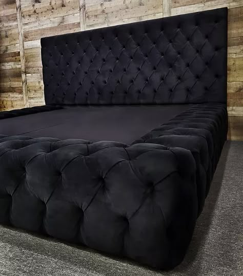 GALLERY | Photos of Custom upholstery beds, headboards and wall panels Simple Bed Design, Furniture Staging, Custom Upholstered Headboard, Bed Designs With Storage, Simple Bed Designs, Upholstered Wall Panels, Bed Design Ideas, Black Bedroom Decor, Black Bed Frame