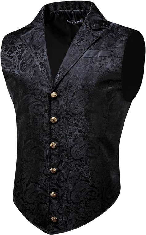 Barry.Wang Dark Purple Paisley Victorian Vest Loki Men Costume Waistcoat Steampunk Gothic Vest for Halloween Cosplay at Amazon Men’s Clothing store Victorian Vest, Bow Tie Pants, Wedding Party Groomsmen, 2000 Fashion, Tuxedo Jacket, Suit Vest, New Fashion Trends, Suits Coats, Vintage Buttons