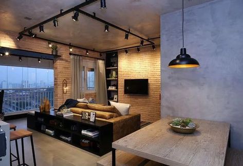 Industrial Apartment Decor, Industrial Loft Design, Industrial Apartment, Industrial Home Design, Apartment Studio, Trendy Apartment, Loft Interiors, Industrial Interior Design, Industrial Interiors