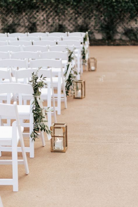 Ceremony Aisle Greenery, Patio Ceremony Wedding, Ceremony Aisle Decor Outdoor Simple, Greenery Wedding Aisle Decor, Isle Way Wedding Decor, Coastal Wedding Ceremony Decor, Wedding Isles Decoration Outdoor Elegant, Wedding Aisle Entrance Decor, Greenery At Wedding