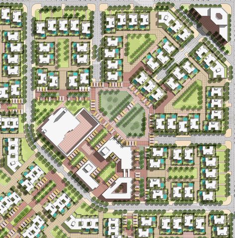 Urban Neighborhood Plan, Neighborhood Design Urban, Affordable Housing Masterplan, Housing Projects Architecture Masterplan, Master Plan Landscape Architecture, Masterplan Rendering, Housing Masterplan, Village Layout, Marsa Matrouh