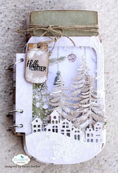 Hello Winter - Project Idea - Scrapbook.com Mason Jar Cards, Homemade Books, Mini Mason Jars, Planner Essential, Craft Planner, Elizabeth Craft Designs, Christmas Jars, Christmas Planner, Elizabeth Craft