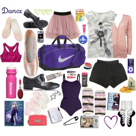 A fashion look from June 2009 featuring Forever 21 t-shirts, Debenhams tights and Old Navy sports bras. Browse and shop related looks. Ballet Hacks, Ballet Tips, Dance Class Outfit, Ballet Outfits, Dance Essentials, Summer Intensive, Cheer Bag, Dance Gear, Ballet Bag