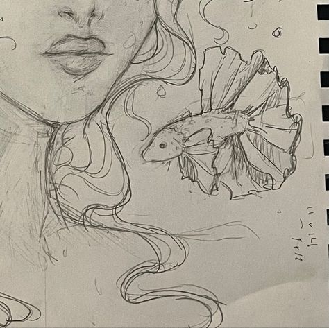 #sketch #dibujo #sirena #mermaid #betafish Beta Fish Doodle, Flowy Fish Drawing, Mermaid Betta Fish, Cute Betta Fish Drawing, How To Draw A Beta Fish, Betta Tanks Ideas, Betta Fish Drawing Easy, Beta Fish Drawing Simple, Beta Fish Sketch