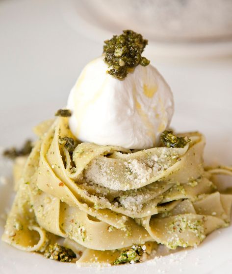 Pappardelle Burrata, Cheesy Dishes, Pesto Ricotta, Homemade Basil Pesto, Basil Pesto Sauce, Vegetarian Mains, Pappardelle Pasta, Burrata Cheese, Supper Ideas