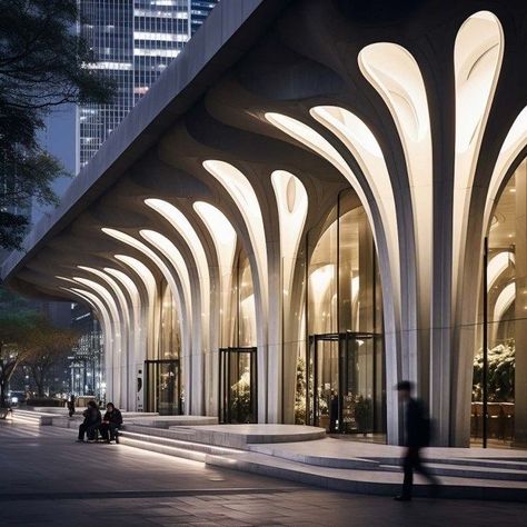 Modern Arches, Facade Architecture Design, Airport Design, Building Concept, Column Design, Architecture Building Design, Concrete Building, Weekly Newsletter, Entrance Design