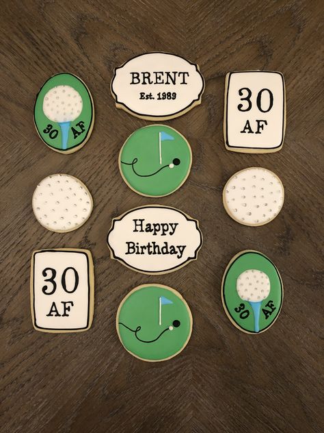 30th Birthday Golf Cookies, Golf Themed 30th Birthday Party Men, Golf Cookies, 30th Birthday Men, 30th Birthday Party, Turning 30, Golf Party, Mens Birthday Party, 30th Bday