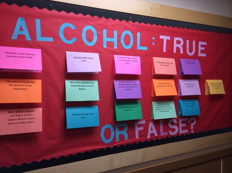 Alcohol: true or false bulletin board Fall 2014. Ra Bulletin Board Alcohol, Alcohol Bulletin Board, Health Bulletin Boards, Board Themes, Alcohol Awareness, Wall Boards, Resident Advisor, Ra Bulletins, Ra Boards