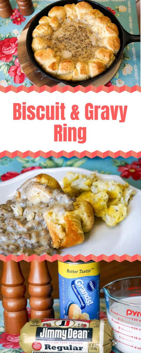 Biscuit and Gravy Ring Classic Biscuits, Biscuit Gravy, Easy Biscuits And Gravy, Biscuit And Gravy, Homemade Gravy For Biscuits, Biscuits And Gravy Casserole, Biscuits Gravy, Pork Breakfast Sausage, Easy Biscuit Recipe