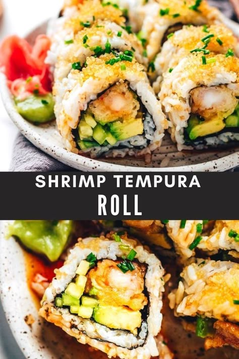 Diy Shrimp Sushi Rolls, Sushi Recipes Shrimp Tempura, How To Make Tempura Sushi, Homemade Shrimp Tempura Sushi, Shrimp Tempura Sushi Roll Recipe, How To Make Shrimp Tempura Sushi, Tempura Sushi Recipes, Cooked Sushi Rolls Recipe, Sushi Recipes With Shrimp