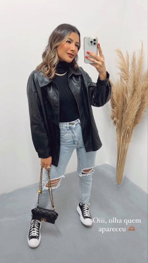 Leather Shacket Outfit Winter, Leather Shaket Outfits, Black Leather Shacket Outfit Women, Pleather Shacket Outfits, Nola Outfit Winter, Casual Night Out Outfit Jeans, Black Shacket Outfit Women, Faux Leather Shacket Outfit, Black Leather Shacket Outfit