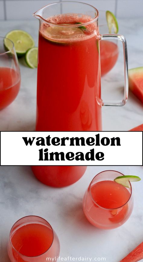 Watermelon Limeade Recipe, Watermelon Limeade, Refreshing Watermelon Drinks, Drinks Made With Watermelon, Chipotle Watermelon Limeade Copycat, Watermelon Beverages, Watermelon Lime Drink, Watermelon Fresca Drink Recipes, Watermelon Lime Agua Fresca