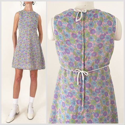 60s Purple Mod Floral Minidress | Terri Petites Pastel Floral 60s Shift Dress | Small Pandora Lovegood, 60s Mod Fashion, 60s Shift Dress, 1960s Mod, 60s Mod, Mod Fashion, Line At, Mod Dress, Pastel Floral