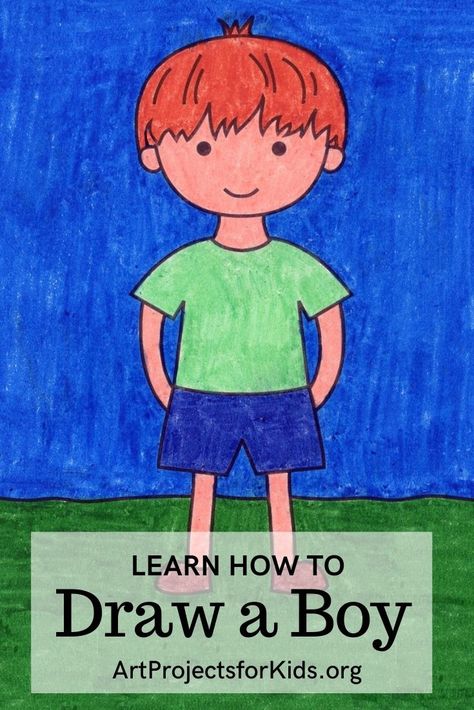 Learn how to draw a boy with some very simple shapes. This one is perfect for those just learning how to draw bodies. #howtodraw #tutorial #drawing #drawingtutorial #arttutorial #artprojectsforkids #howtodrawforkids #drawaboy Drawing People Kindergarten, How To Draw Bodies Easy, Boy Drawing Reference, Simple Drawing Ideas For Kids, How To Draw A Boy Body Step By Step, Children Drawing Ideas For Kids, Figure Drawing Elementary Art, Little Boy Drawing, Paper Activity