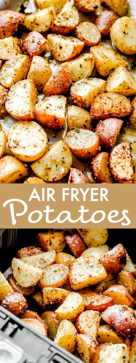 Airfryer Potatoes, Steak And Green Beans, Air Fryer Potatoes, Recipes Potatoes, Air Fry Recipes, Savory Herb, Air Fryer Dinner Recipes, Baby Potatoes, Air Fryer Recipes Easy