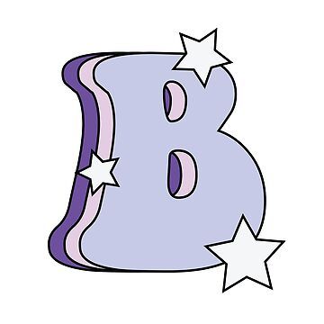 "Retro and Groovy Letter B (Lilac, Pink, Purple, Stars)" Sticker for Sale by Michelle Ramos | Redbubble Letter B Aesthetic, Purple Colour Shades, Alfabet Font, Hijab Drawing, Memories Book, Purple Stars, $b Wallpaper, Wallpaper Notebook, Trendy Fonts