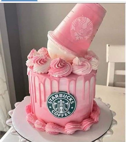 Crazy Birthday Cakes, Starbucks Birthday Party, Starbucks Cake, Starbucks Birthday, 12th Birthday Cake, 14th Birthday Cakes, Bolo Red Velvet, Sushi Cake, Teen Cakes