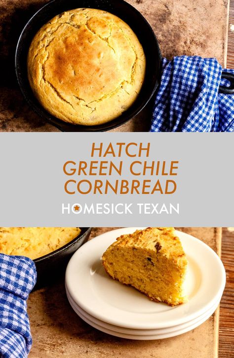 Hatch green chile cornbread | Homesick Texan Green Chile Cornbread Jiffy, Green Chile Cheese Cornbread Jiffy, Green Chili Cornbread Recipe, Cornbread Recipe Green Chile, Hatch Chili Cornbread, Hatch Chile Cornbread, Hatch Green Chili Cornbread, Corn And Green Chili Bread, Chile Cornbread