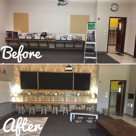 Transformation Classroom, Classroom First Grade, Flexible Seating Classroom, Office Break Room, Classroom Goals, Diy Classroom Decorations, Classroom Makeover, Teachers Lounge, Classroom Layout