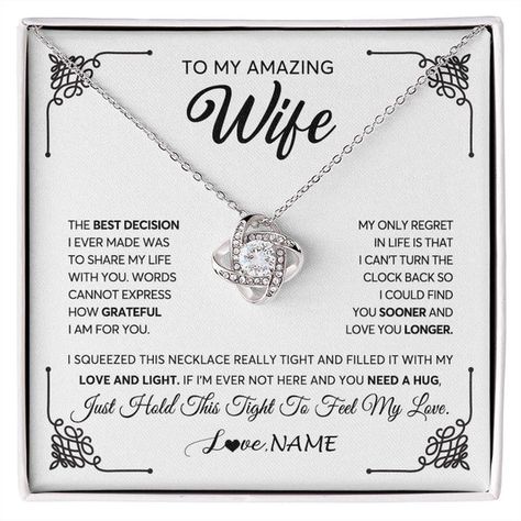 Gift For Wife Birthday, Funny Wife, Romantic Gifts For Wife, Wife Necklace, Wife Christmas, Christmas Gifts For Wife, Wife Birthday, Wife Life, Valentines Day Birthday