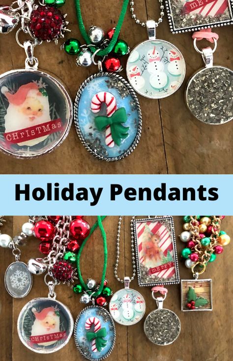 How to Make Holiday Pendants and Christmas Jewelry with Dimensional Magic Christmas Necklace Making, Dimensional Magic Ideas, How To Make Pendants Diy, Christmas Diy Jewelry Ideas, Handmade Christmas Jewelry, Christmas Jewelry Diy Necklace, Christmas Resin Jewelry, Christmas Necklace Craft, Diy Christmas Jewelry Ideas