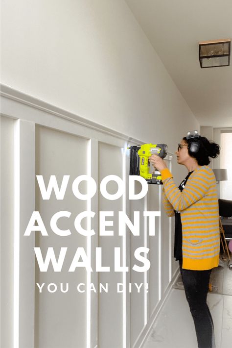 Wood Framing Accent Wall, Wood Accent Wall Hallway, Wood Border Wall, Accent Walls With Wood Trim, Wall Decor With Wood Trim, Accent Walls For Hallway, Wallpaper And Wood Trim, Wood Entry Wall, Entryway Accent Wall Ideas Wood