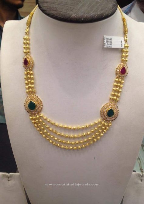 Gold Ball Necklace Designs, Latest Balls Necklace Models, Balls Necklace Collections. Ball Necklace Gold, Step Chains In Gold Indian Latest, Step Chains In Gold Indian, Mohan Mala, Step Chain, Gold Ball Necklace, Chain Jewellery, Neck Pieces Jewelry, Gold Bridal Necklace