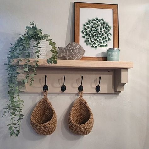 Entry Shelf With Hooks, Coat Hooks Hallway, Rustic Coat Hooks, Coat Hook Shelf, Hallway Shelf, Entryway Hooks, Narrow Hallway Decorating, Gift Storage, Hallway Designs