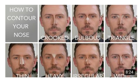 Contouring Nose, Wayne Goss Make Up Contouring, Makeup Nose, Bulbous Nose, Different Nose Shapes, Contouring For Beginners, Nose Contour, Wayne Goss, Drag Make-up, How To Contour