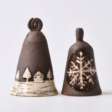 Bell Chimes, Ceramic Bells, Xmas Bells, Pottery Angels, Ring My Bell, Japanese Tea Cups, Organic Ceramics, Ceramic Bell, Hand Molding