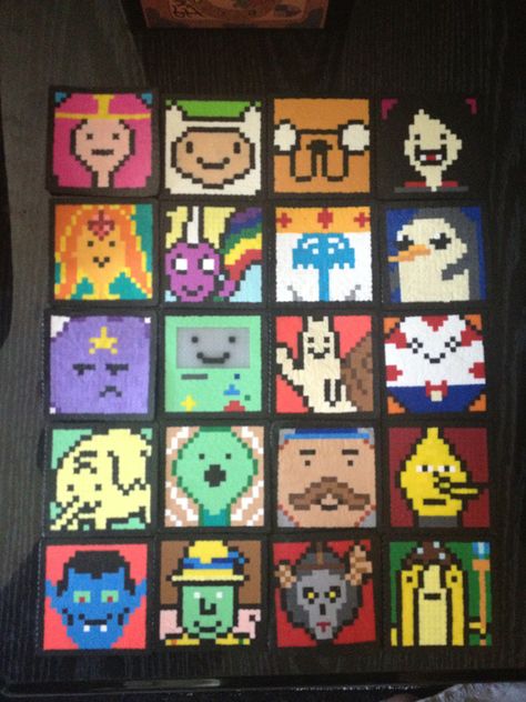 Adventure Time Perler Bead Patterns, Adventure Time Perler Beads Marceline, Adventure Time Pearler Beads, Adventure Time Perler Beads, Adventure Time Kandi Pattern, Alpha Patterns Adventure Time, Perler Coasters, Cartoon Nail Designs, Hama Art