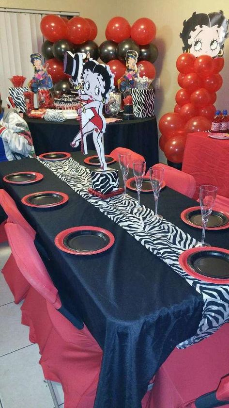 anaya boop | CatchMyParty.com Betty Boop Party Ideas Birthday, Betty Boop Decorations Birthday, Betty Boop Theme Party, Betty Boop Baby Shower Ideas, Betty Boop Theme Party Ideas, Betty Boop Party Decorations, Betty Boop Decor, Betty Boop Cake Ideas, Cute Birthday Pics