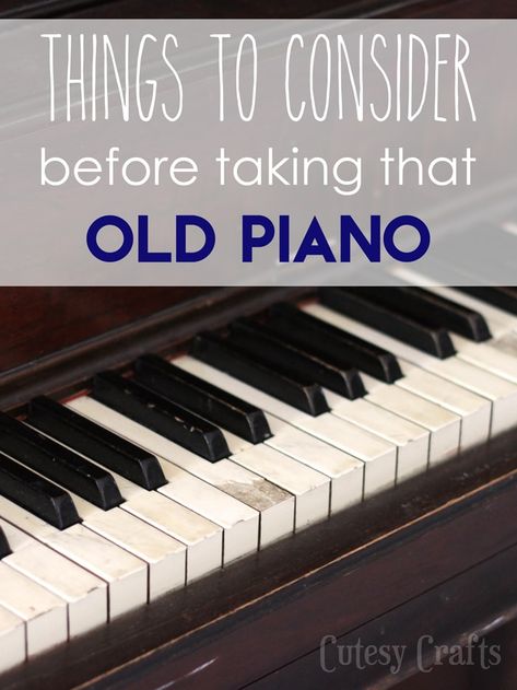 Piano Makeover Part 1: Four things to consider before taking that old piano. - Cutesy Crafts Repurposed Piano Ideas, Refinish Piano, Piano Makeover, Piano Repurpose, Piano Painting, Piano Crafts, Piano Desk, Craft Room Organization Diy, Old Piano