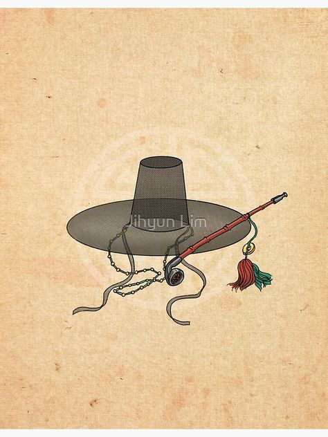 "Minhwa: GAT Joseon Hat A Type (Korean traditional/folk art)" Poster by koreanfolkpaint | Redbubble Gat Hat Korean, Korean Traditional Aesthetic, Korea Tattoo Korean Traditional, Korean Culture Art, Korean Traditional Art, Korean Artwork, Traditional Korean Art, Korean Folk Art, Korean Town