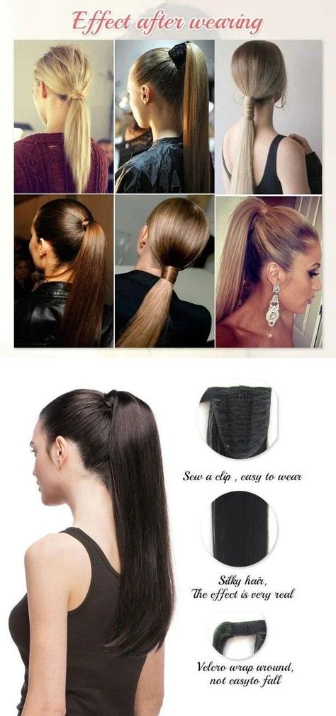 Elegant Ponytail Extension.This is the quickest & easiest way to achieve the ultimate ponytail. Add instant length, volume and style to your hair in minutes.Natural Looking: Made of high-quality synthetic fiber,highly similar to real human hair. Multiple Colors are available.You can also trim it to blend in with your own haircut. It would be good fit for your head sizes and no one realized they were fake in fact. Own Haircut, Elegant Ponytail, Ponytail Extension, Real Human Hair, Hair Dos, Prom Hair, Synthetic Fiber, Your Head, Makeup Tips