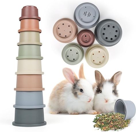 Amazon.com: SKYWHALE Stacking Cups for Rabbits, 8PCS Stackable Bunny Toys, Plastic Pet Nesting Snack Cup, Chinchilla, Guinea Pig and Parrot Enrichment Toys for Hiding Food and Playing : Toys & Games Parrot Enrichment, Rabbit Enrichment, Bunny Supplies, Rabbit Feeding, Stacking Cups, Bunny Room, Pig Toys, Pet Bunny Rabbits, Guinea Pig Toys