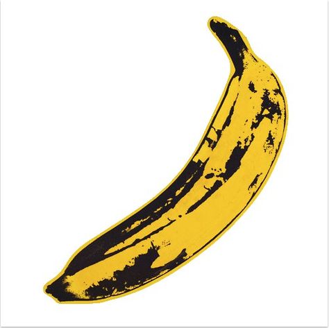 Andy Warhol - banana. Andy Warhol painted a banana using bright and bold colours as pop art to dismiss the traditional use of watercolors. The Velvet Underground, White, The Velvet, Black, Andy Warhol, White Background, Pop Art, Velvet, Yellow