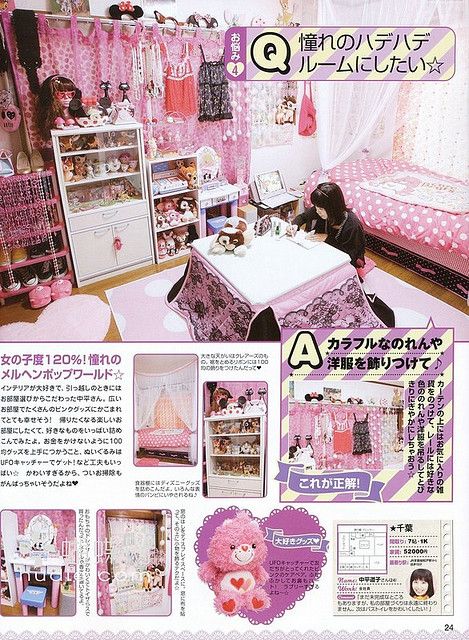 This has got to be the best decorated room ever! Gyaru Bedroom Ideas, Over Decorated Rooms, Japanese Teen Bedroom, Gyaru Bedroom, Gyaru Room, Kawaii Table, Kawaii Rooms, Korean Room, Deco Tv