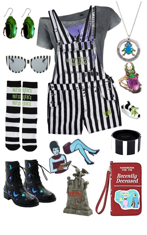 Outfits Inspired By Beetlejuice, Beetlejuice Movie Outfit Ideas, Lydia Deetz Aesthetic Outfit, Beetlejuice Musical Outfit, Beetlejuice Outfit Ideas Women, Horror Themed Outfits, Beetle Juice Outfit, Beetlejuice Costume Ideas For Women, Beetlejuice Inspired Outfit Ideas