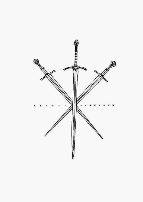 3 Swords Tattoo, Three Swords Tattoo Design, Three Swords Tattoo, Swords Tattoo, Tattoo Main, Wand Tattoo, Beginner Tattoos, Crossed Swords, Star Tattoo Designs