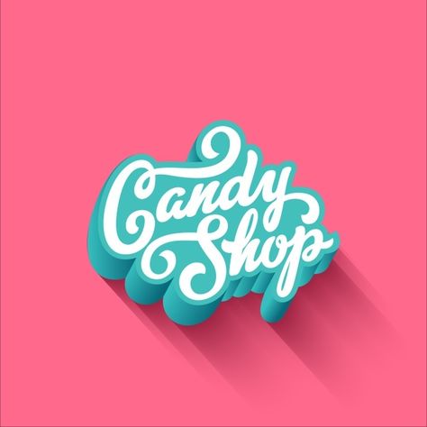 Typography For Logo, Cute Typography Design, Candy Logo Design Ideas, Candy Logo Design, Lollipop Logo, Typography Design Logo, Candy Typography, Sweet Typography, Candy Font