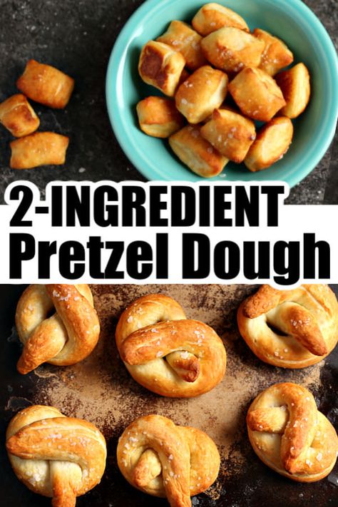 This quick and easy Pretzel Dough is made with just 2 ingredients - greek yogurt and flour. Make most delicious soft pretzels and pretzel bites in minutes with this no-yeast, no-rise recipe. Great recipe to make with kids! #HappyHooligans #EasyRecipe #Homemade #Pretzels #PretzelBites #2Ingredient #NoYeast #NoRise #Flour #GreekYogurt #CookingWithKids #KidFriendly #Snack #Easy #Bread #Dough #Recipe 2 Ingredient Pretzels, Homemade Pretzels Soft No Yeast, Picky Eater Recipes Adults, No Yeast Pretzel Recipe, Two Ingredient Dough, 2 Ingredient Dough, Yogurt Pretzels, Pretzel Bites Recipes, Pretzel Dough